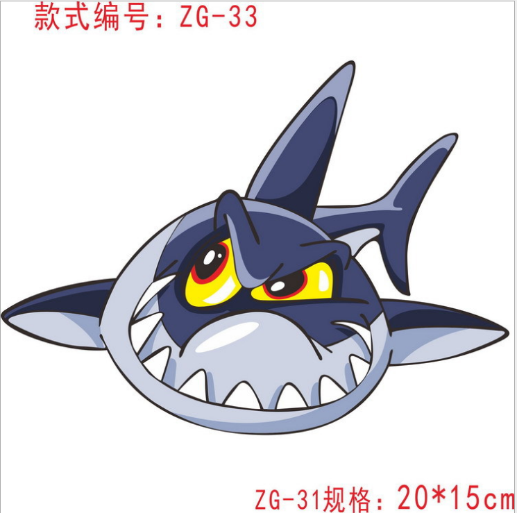 妙卡斯鲨鱼贴纸反光汽车鲨鱼车尾装饰汽车贴新款贴纸zg33