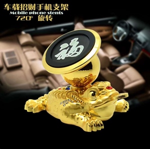 磁性金蟾貔貅360度旋转粘贴支架多功能车载支架镀铬不易退色,培红车饰