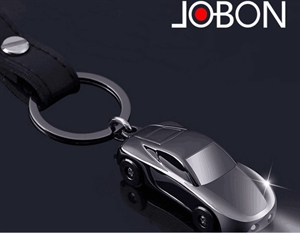 jobon中邦小汽车钥匙链金属带LED创意皮绳钥匙扣挂件钥匙圈 155-2,环泰车饰