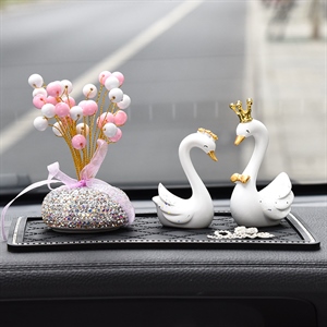 皇冠天鹅蛋糕摆件汽车摆件ins风家居摆件生日蛋糕DIY饰品七夕礼品,蓝龙车饰