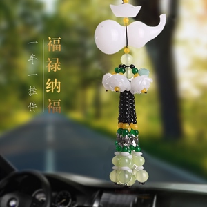 汽车玉葫芦串珠车挂 香水葫芦车内饰品后视镜福禄平安挂饰批发,蓝龙车饰