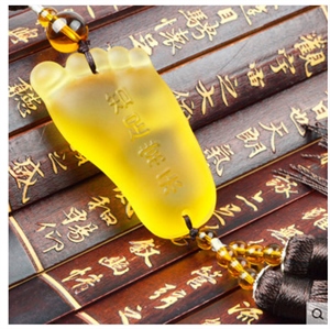汽车后视镜挂饰 汽车内饰用品知足常乐琉璃大脚丫子挂件,蓝龙车饰