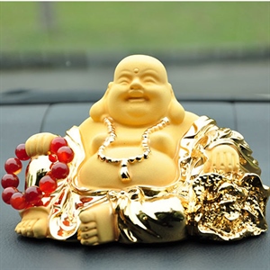 汽车摆件绒沙金佛 宝佛 百财佛 绒沙金佛精品车饰摆件,德忠