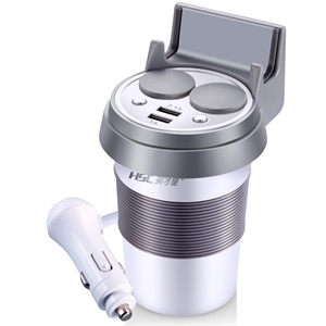 英才星 双USB车载一分二充电器 车载支架点烟器车充 HSC-500,振涛车品,汽车亚麻座套全包
