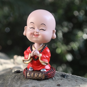 摇头汽车摆件平安小沙弥车内装饰用品 车载摆件树脂小和尚R-8827,振涛车品,羊毛冬季方向盘套