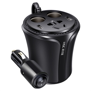 汽车用品 逆变器带电压监测功能杯充车载充电器一拖二HSC-108A,振涛车品