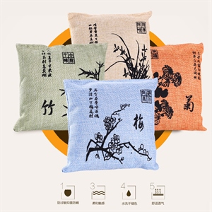 梅兰竹菊帆布炭包 4色 200g 袋式装饰竹炭包 净化空气 汽车用品,科达车品