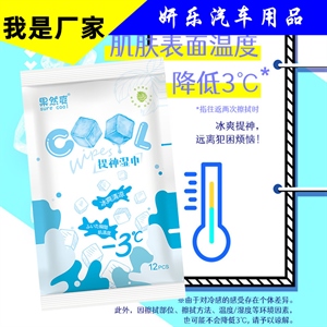 薄荷清凉湿巾上课军训开车提神湿巾户外降温湿巾12片抖音二类,义乌品彩