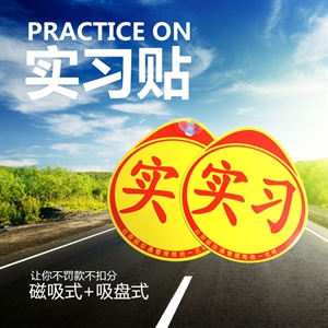 新手上路交规交管局正规统一汽车用反光实习贴标志牌吸盘式磁铁式,义乌品彩