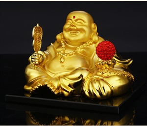 太阳能金佛摆件 车饰车用车上车内饰品香水座,幸运车饰,金博方向盘套