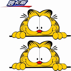 加菲猫后视镜车贴 加菲猫反光镜 倒车镜汽车贴纸一对装R398,旺旺车饰