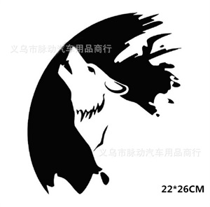 反光狼头 卡通动物车贴狼图腾 wolf车贴A108,雨菲车饰