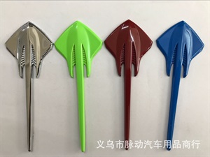 改装鲨鱼金属汽车车贴个性鲨鱼金属叶子板车贴 黄貂鱼3D立体贴,如玉车饰